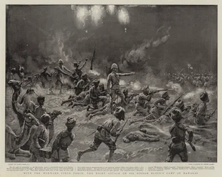 Met de Mohmand Field Force, de nachtelijke aanval op het kamp van Sir Bindon Blood in Nawagai